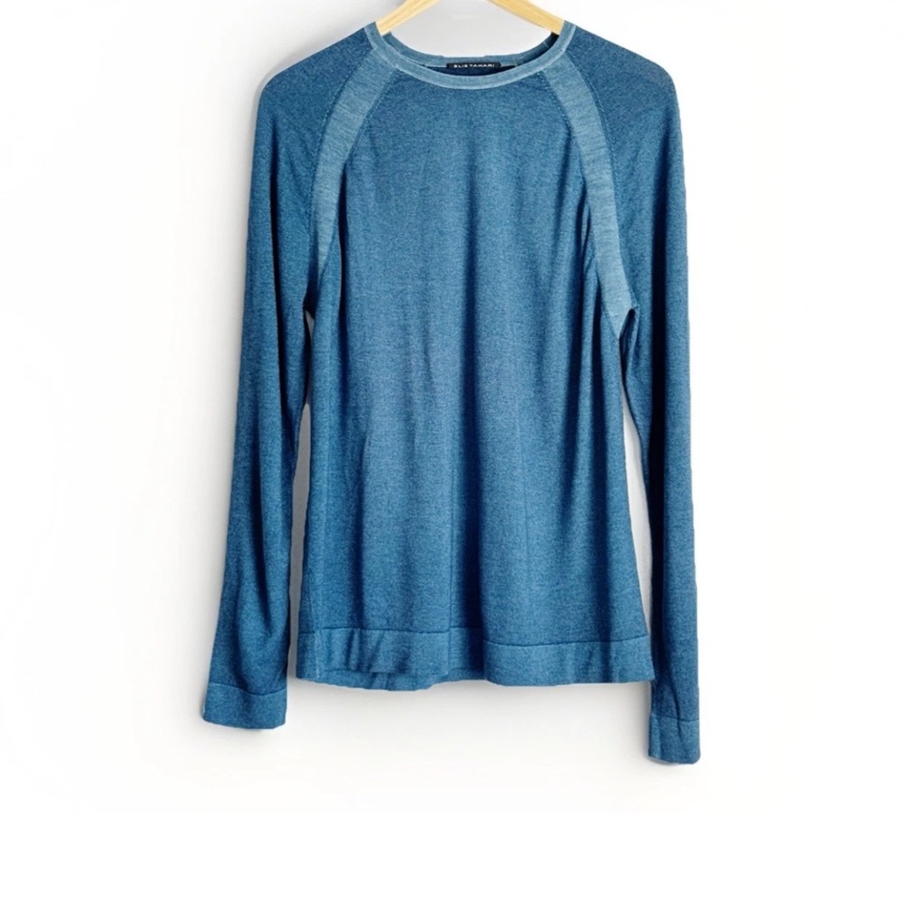 Elie Tahari Blue Silk & Wool Sweater Women’s Large Lightweight Quiet Luxury